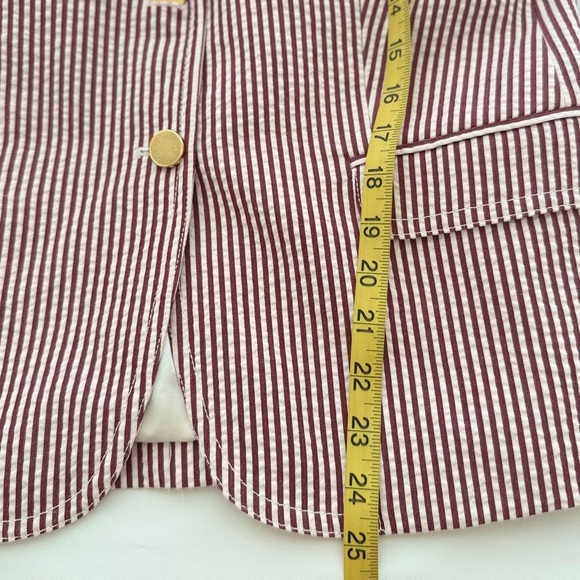 J.Crew Schoolboy Blazer Women’s 12 Red White Stripe Cotton Lined Jacket - Picture 10 of 13